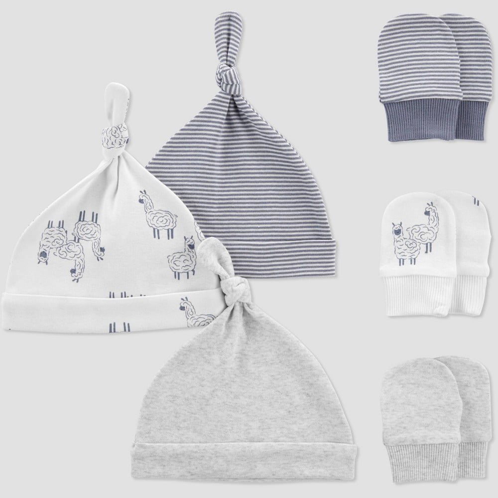 Carter's Cotton Caps + Mittens Set